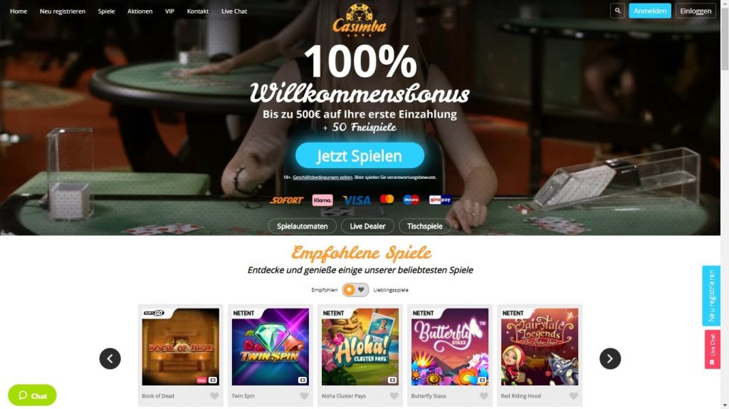 Screenshot Online Casino Casimba