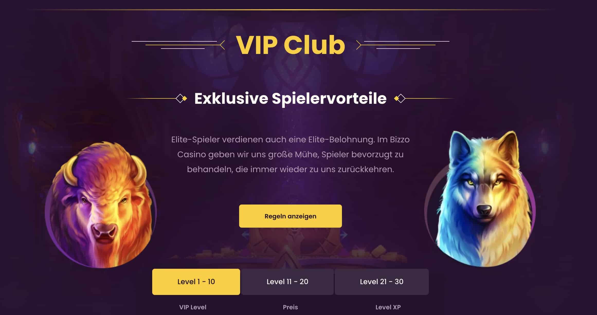 Bizzo VIP Casino Stufen