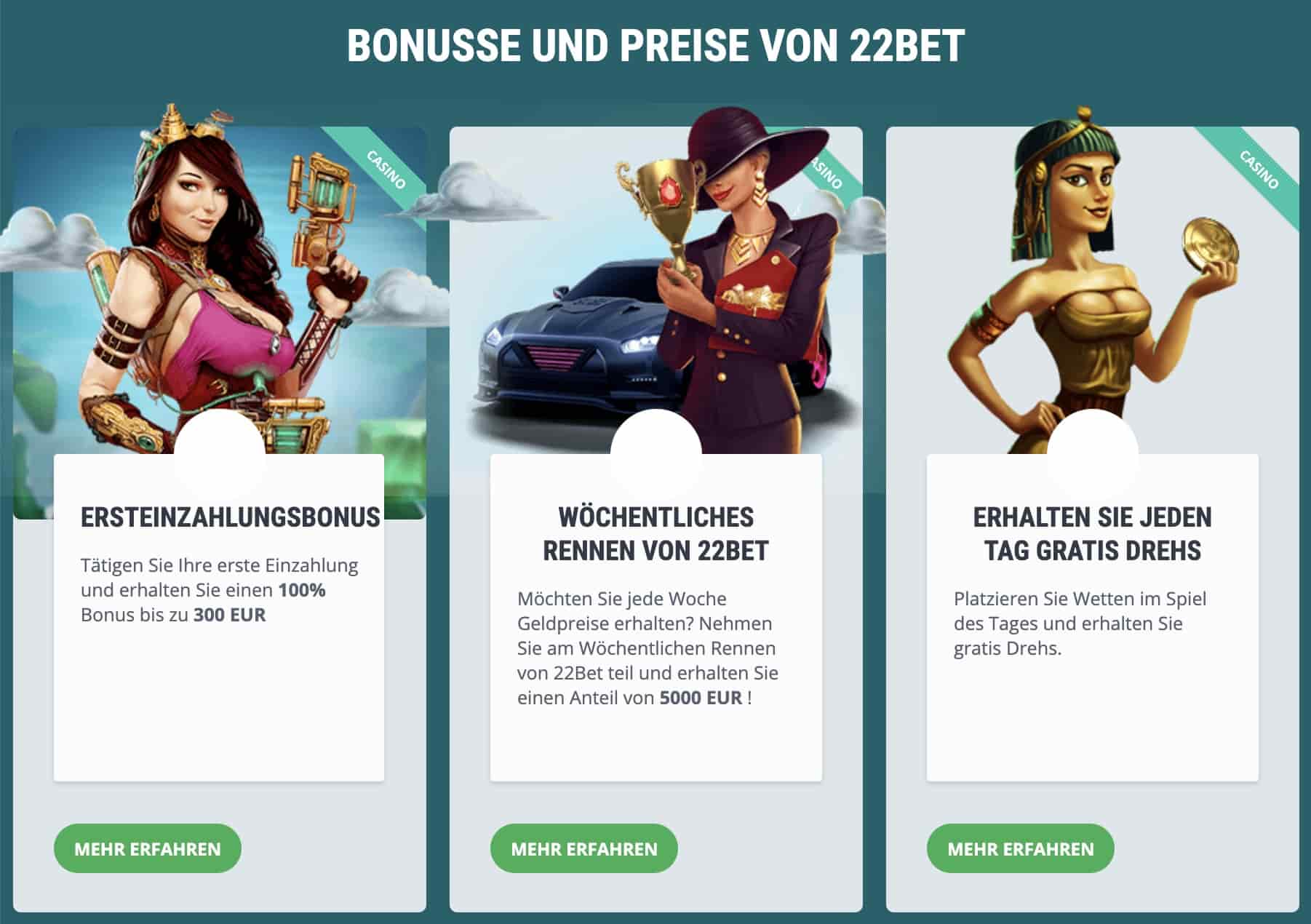 22Bet Casino Bonus Angebote