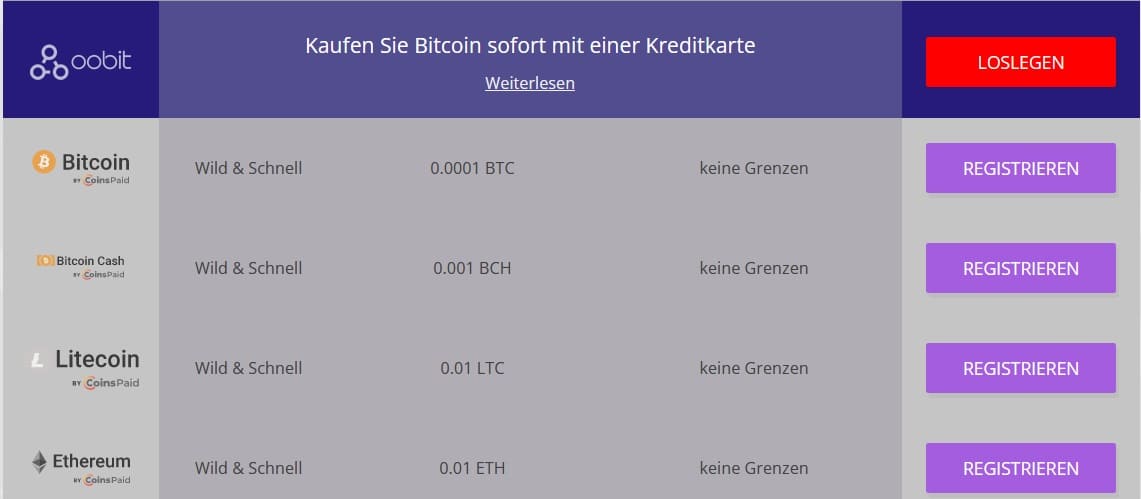 CryptoWild Einzahlungsmethoden