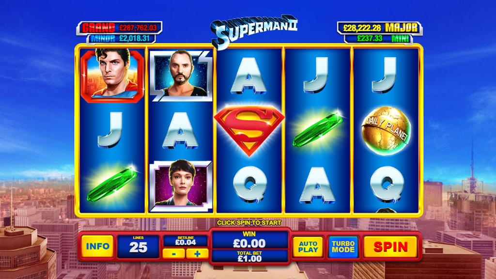 Superman II Automatenspiel von Playtech kostenlos oder um Echtgeld online spielen