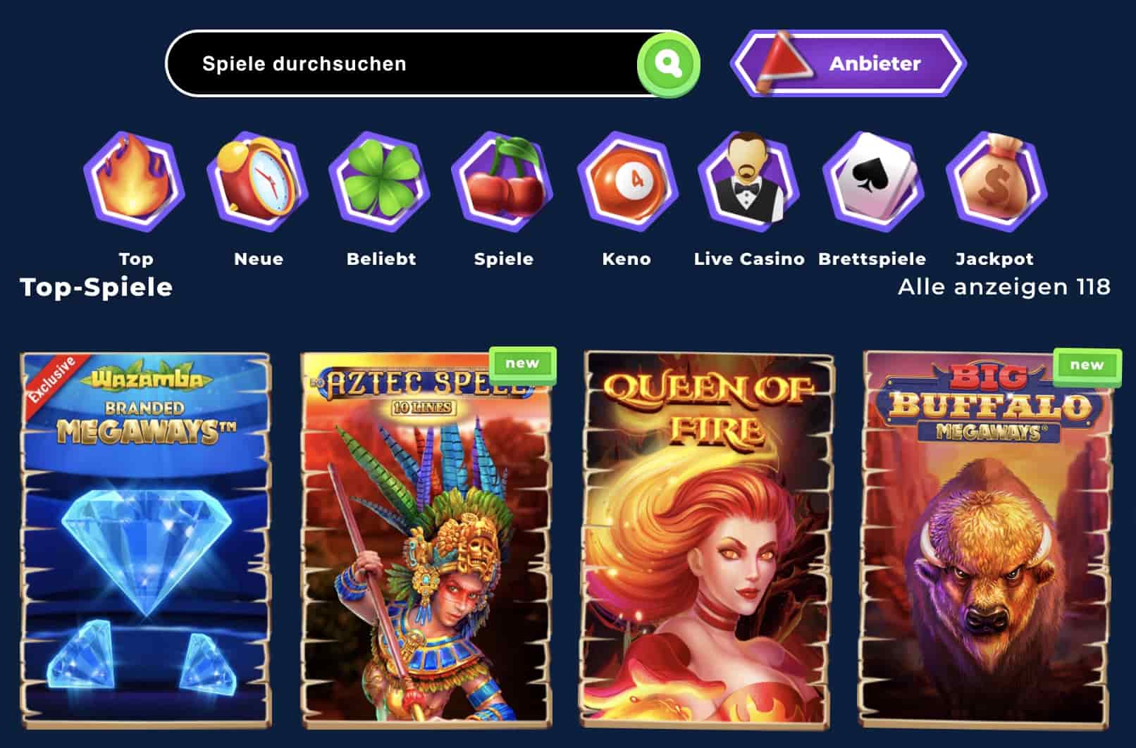 Wazamba Casino Spiele